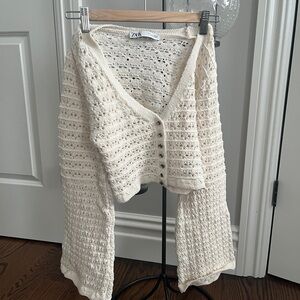 Cropped Open Knit Cardigan